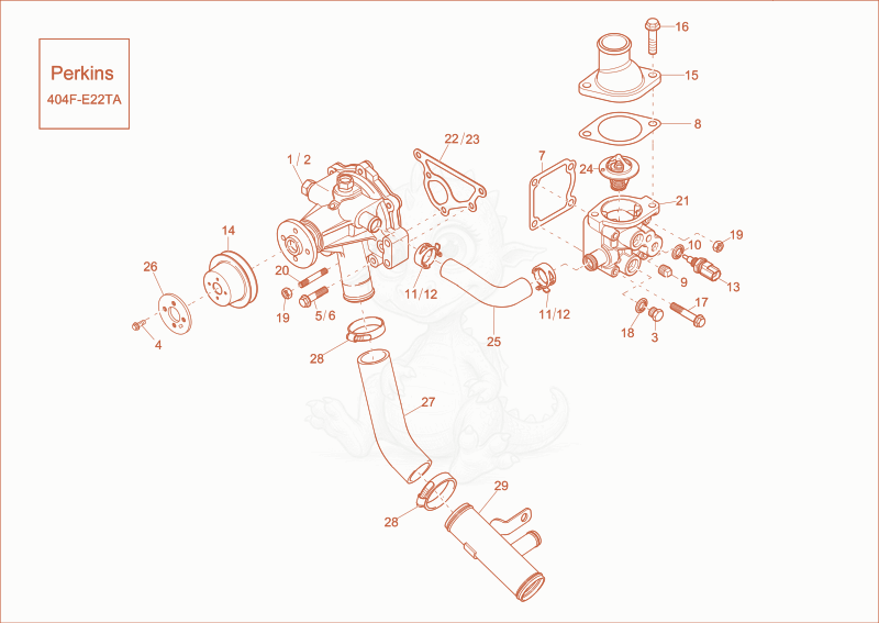 Exploded parts diagram of the COOLING SYSTEM of a Wacker Neuson ET65, with numbered balloons