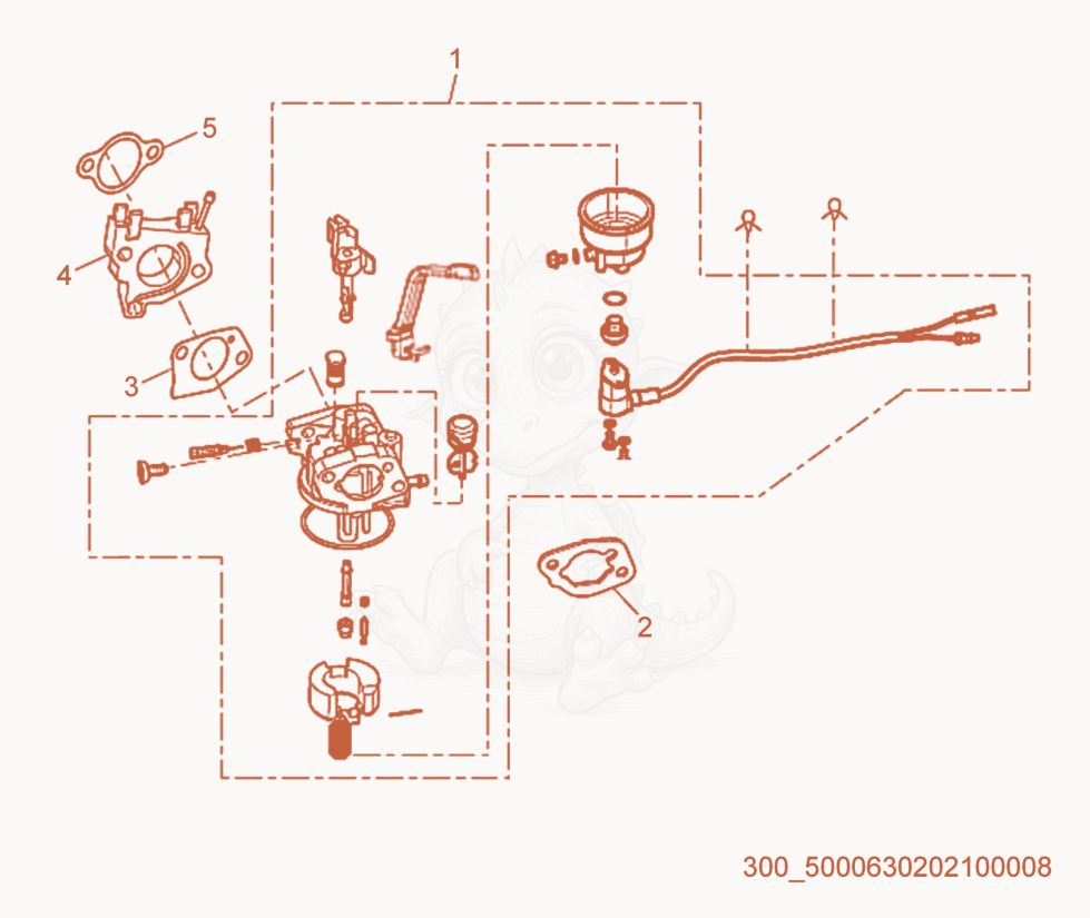 Exploded parts diagram of the Carburetor of a Wacker Neuson MG5SD, with numbered balloons