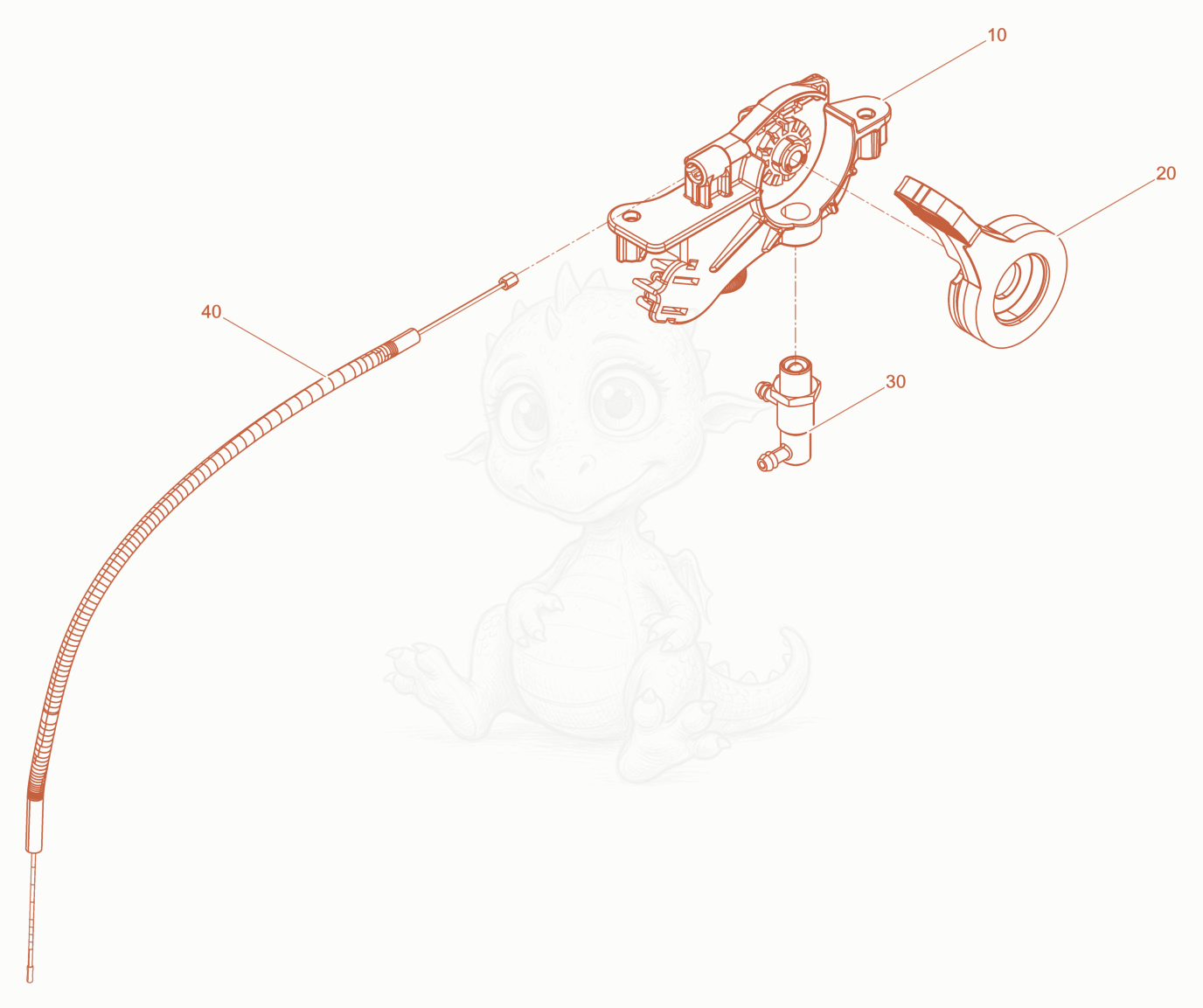 Exploded parts diagram of the Throttle control of a Wacker Neuson BS62-2LB/16, with numbered balloons