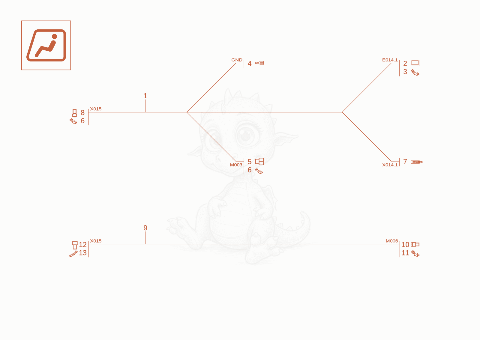 Exploded parts diagram of the wire harness rear window wiper of a Wacker Neuson EZ36, with numbered balloons