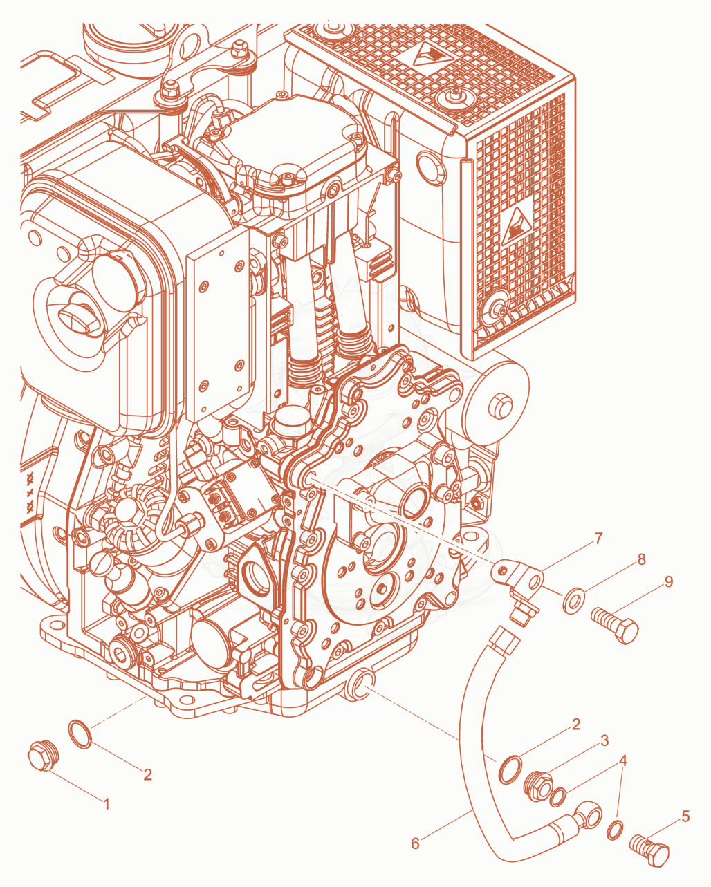 Exploded parts diagram of the Oil drain hose of a Wacker Neuson DPU6555HEHAPN, with numbered balloons