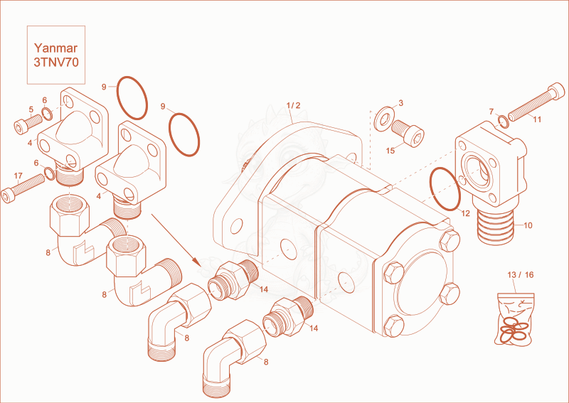 Exploded parts diagram of the hydraulic pump of a Wacker Neuson 803, with numbered balloons