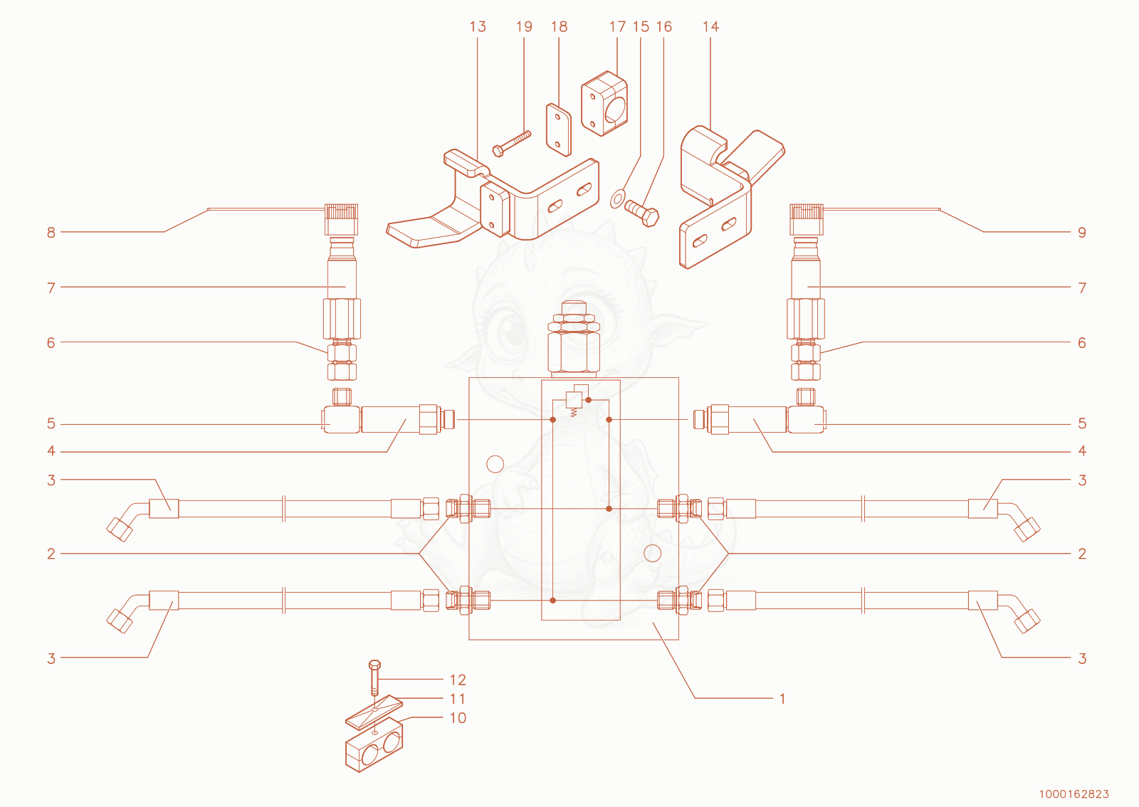 Exploded parts diagram of the HYDRAULICS of a Wacker Neuson 280, with numbered balloons