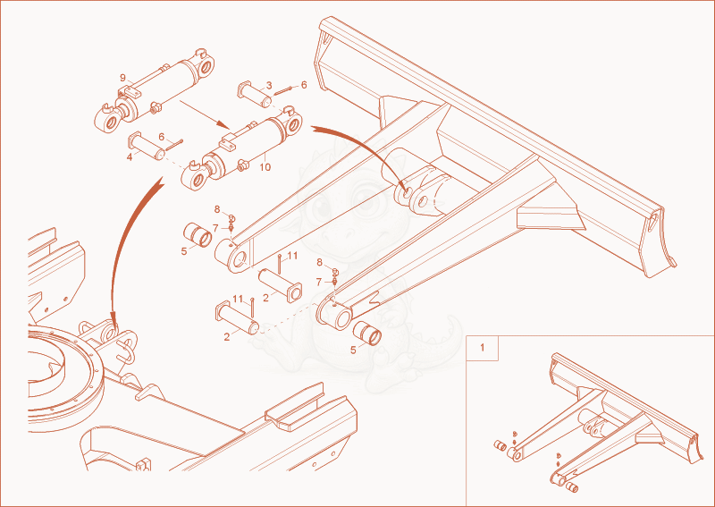 Exploded parts diagram of the dozer blade of a Wacker Neuson 28Z3, with numbered balloons