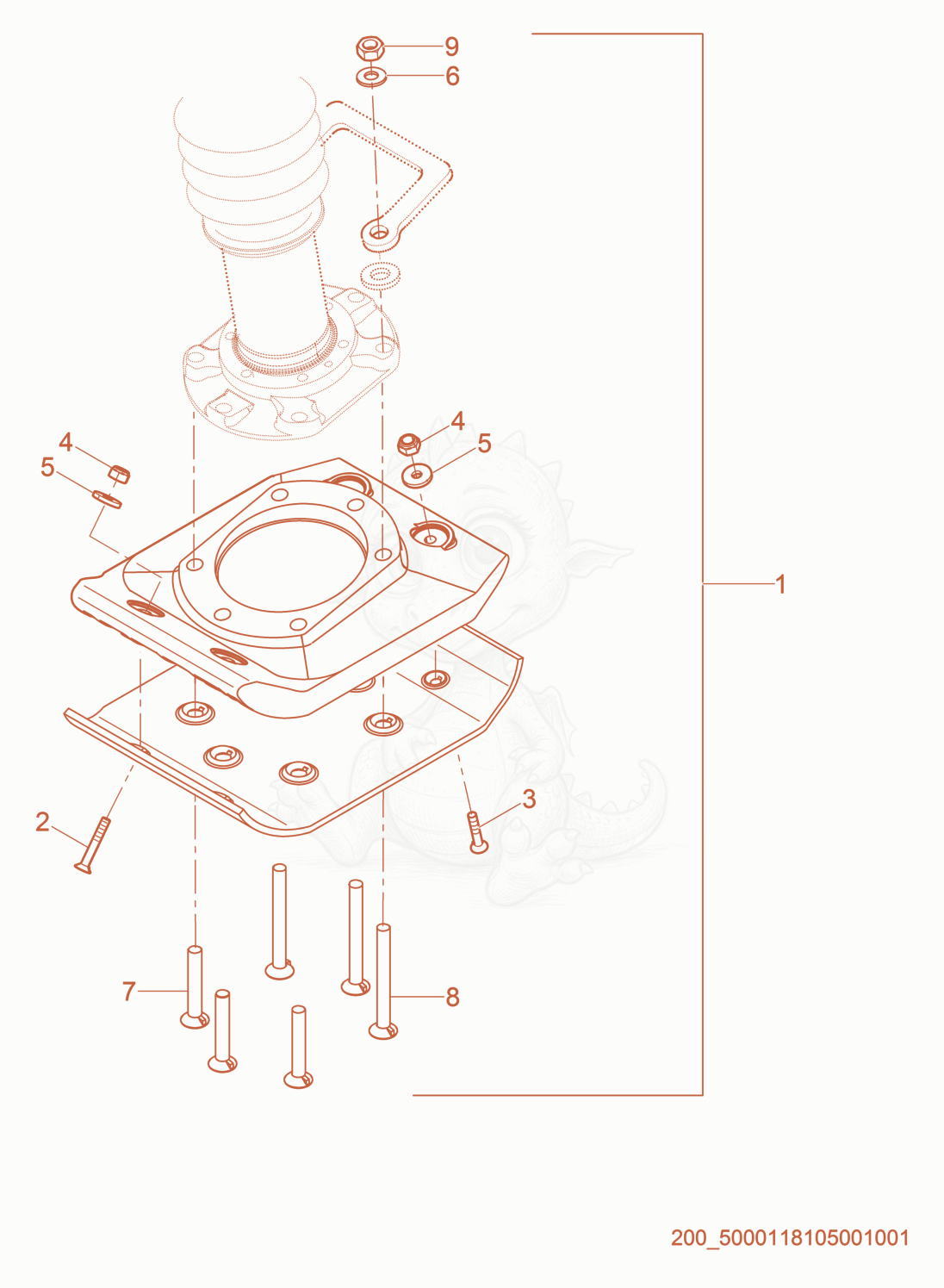 Exploded parts diagram of the Ramming Shoe Kit of a Wacker Neuson BS50-2I, with numbered balloons