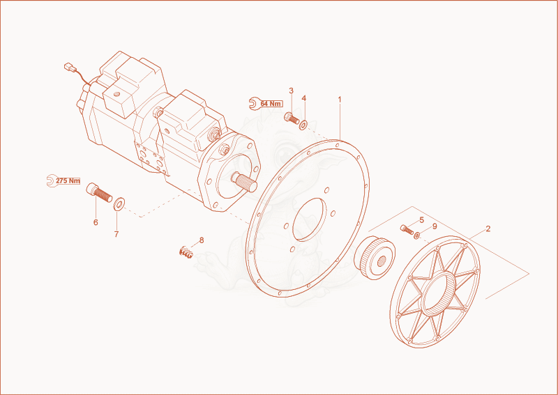 Exploded parts diagram of the HYDRAULIC PUMP DRIVE of a Wacker Neuson 12002RD, with numbered balloons