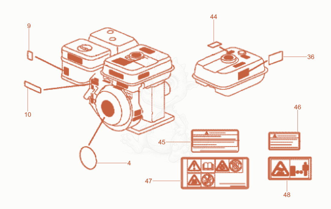 Exploded parts diagram of the Label of a Wacker Neuson VP1340AWCN, with numbered balloons