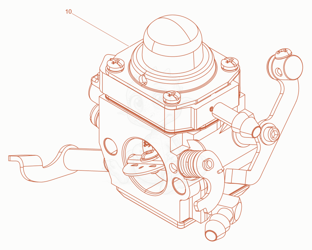 Despiece del Carburetor STW50 de una máquina Wacker Neuson BS62-2B/28, con globos numerados
