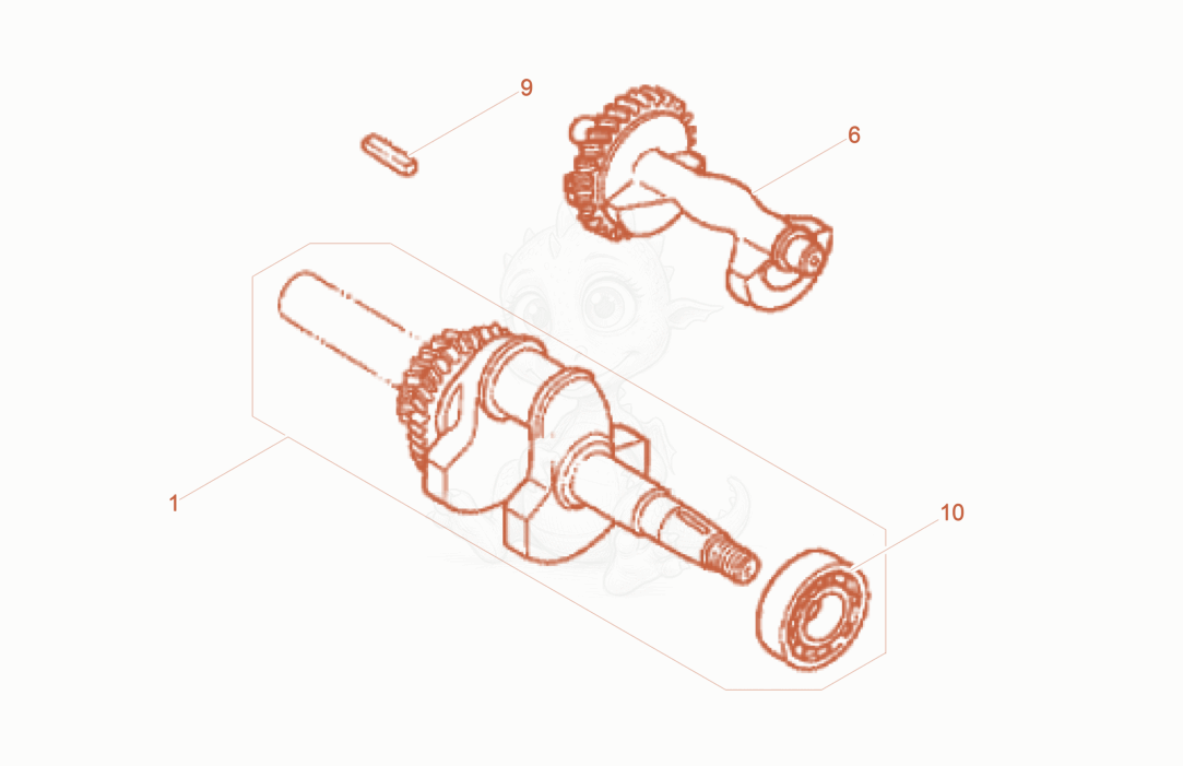 Exploded parts diagram of the Crankshaft of a Wacker Neuson XPUKMAT, with numbered balloons