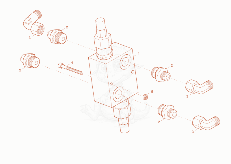 Exploded parts diagram of the SHOCK VALVE of a Wacker Neuson DW15E, with numbered balloons