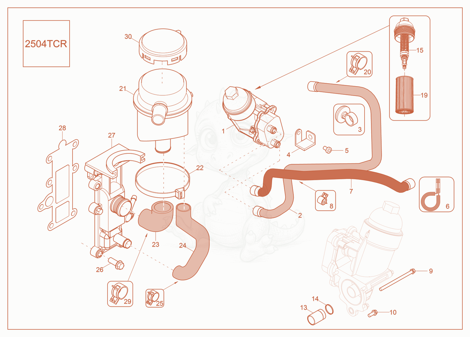 Exploded parts diagram of the Oil Filter of a Wacker Neuson ST27, with numbered balloons