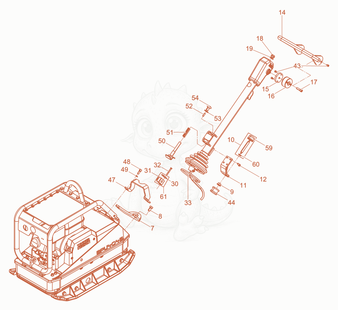 Exploded parts diagram of the Vibration Plate of a Wacker Neuson BPU4045A, with numbered balloons