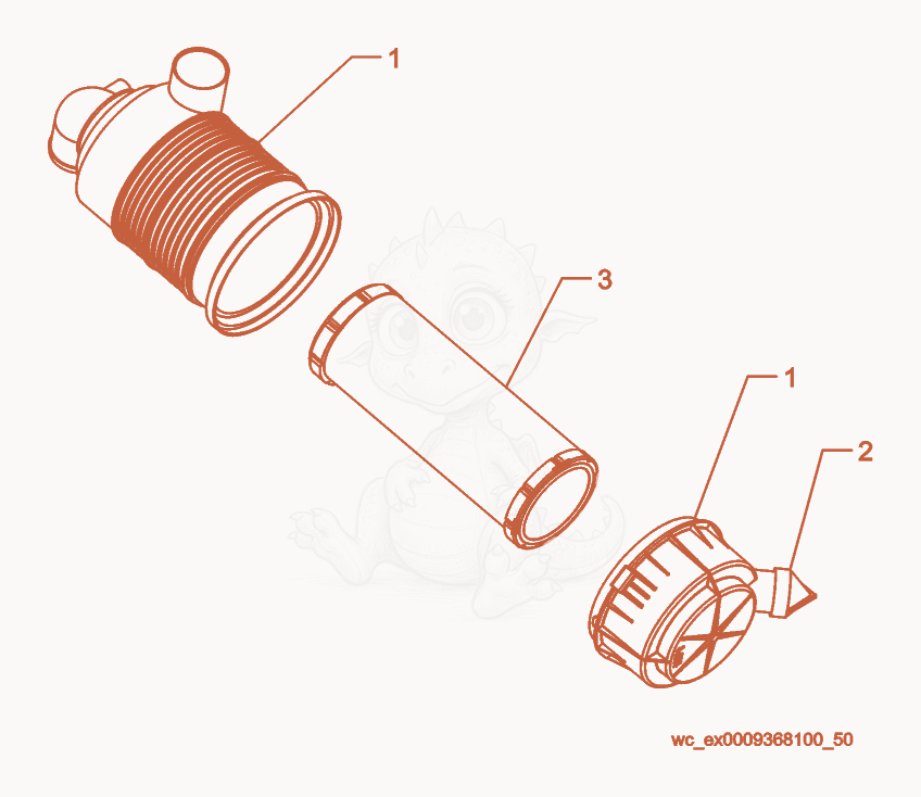 Exploded parts diagram of the Air Filter cpl. of a Wacker Neuson G25, with numbered balloons