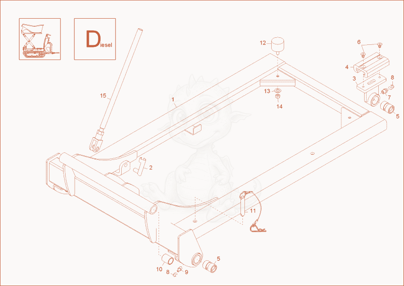 Exploded parts diagram of the CHASSIS 2 (OPTION) of a Wacker Neuson DT08, with numbered balloons