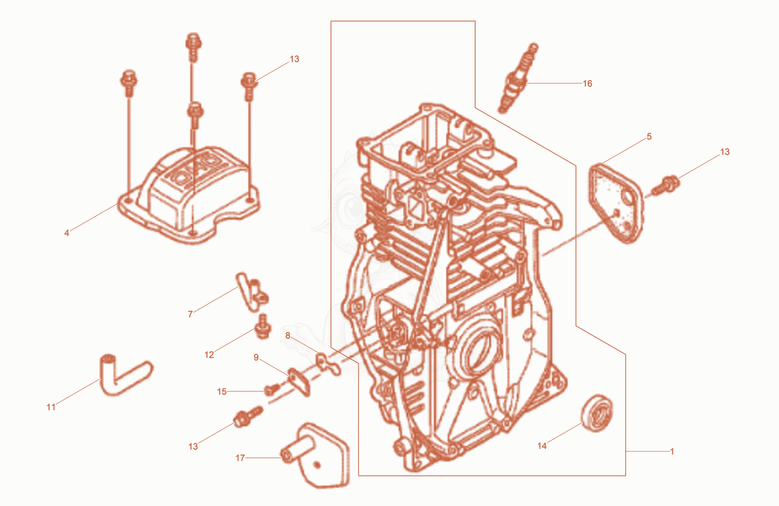 Exploded parts diagram of the Cylinder housing of a Wacker Neuson BS60-4AS11INUS, with numbered balloons