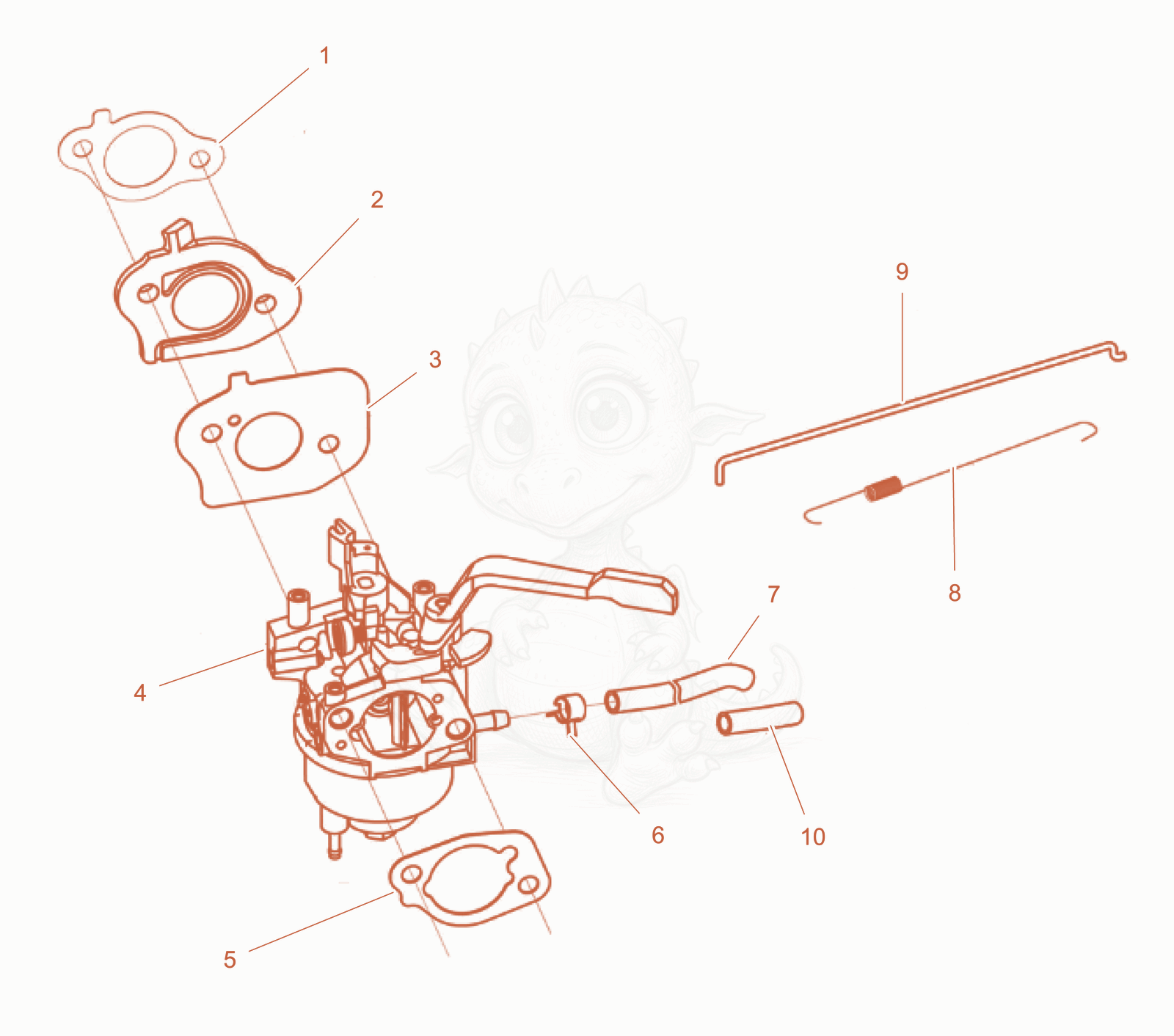 Exploded parts diagram of the Carburetor cpl. of a Wacker Neuson G3500GLA, with numbered balloons