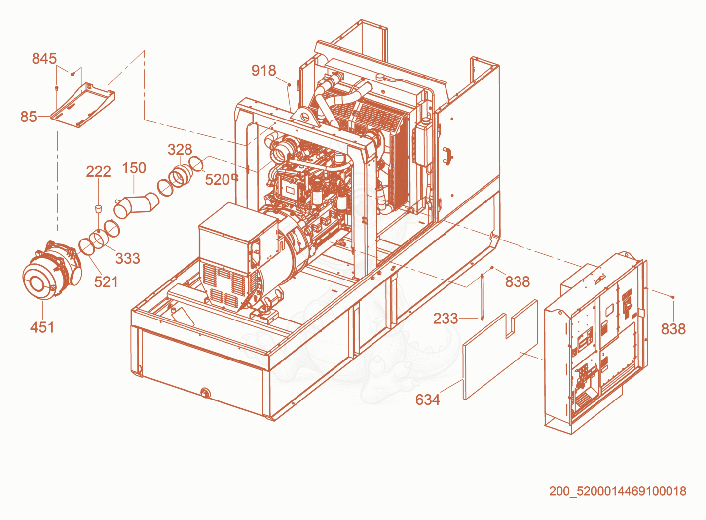 Exploded parts diagram of the Control Panel/Air Cleaner of a Wacker Neuson G150, with numbered balloons