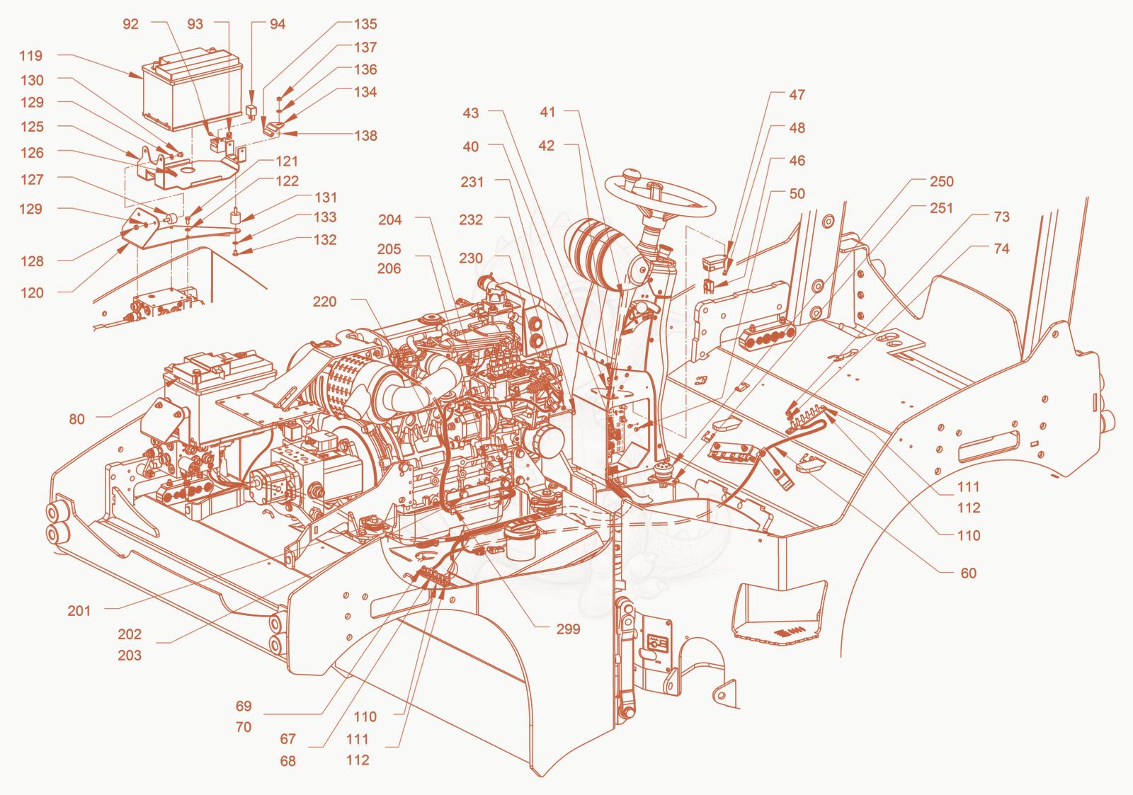 Exploded parts diagram of the electrical system of a Wacker Neuson RD40-130C.3, with numbered balloons