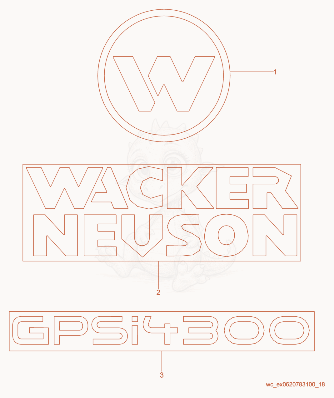 Despiece del Labels de una máquina Wacker Neuson GPSI4300, con globos numerados