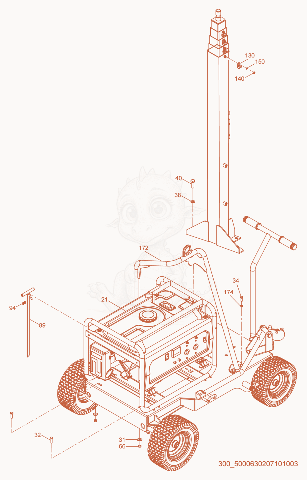 Despiece del Generator de una máquina Wacker Neuson ML225, con globos numerados