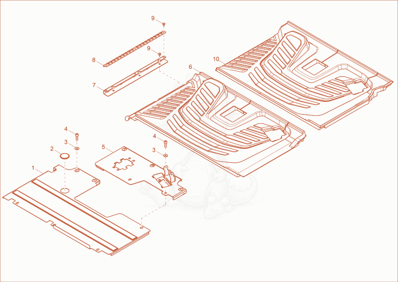 Exploded parts diagram of the FLOOR PANEL of a Wacker Neuson EZ50, with numbered balloons