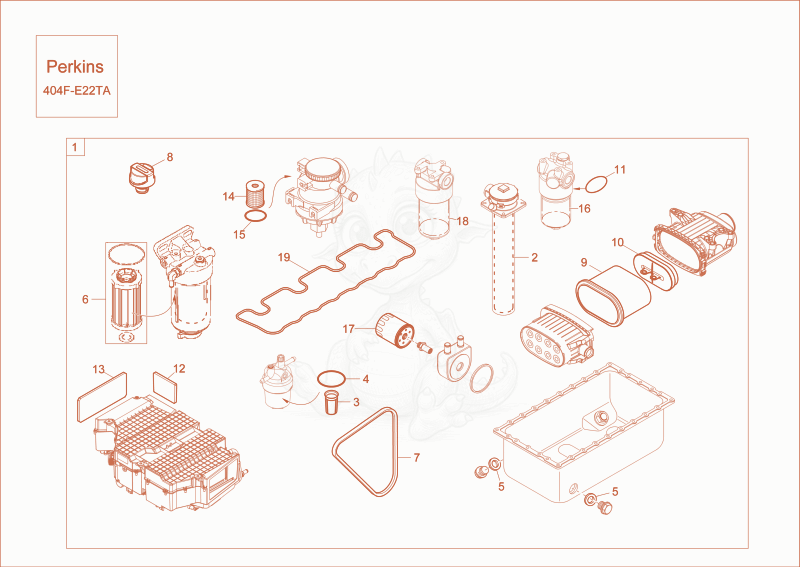 Exploded parts diagram of the maintenance package (1000h) SP of a Wacker Neuson EW65, with numbered balloons
