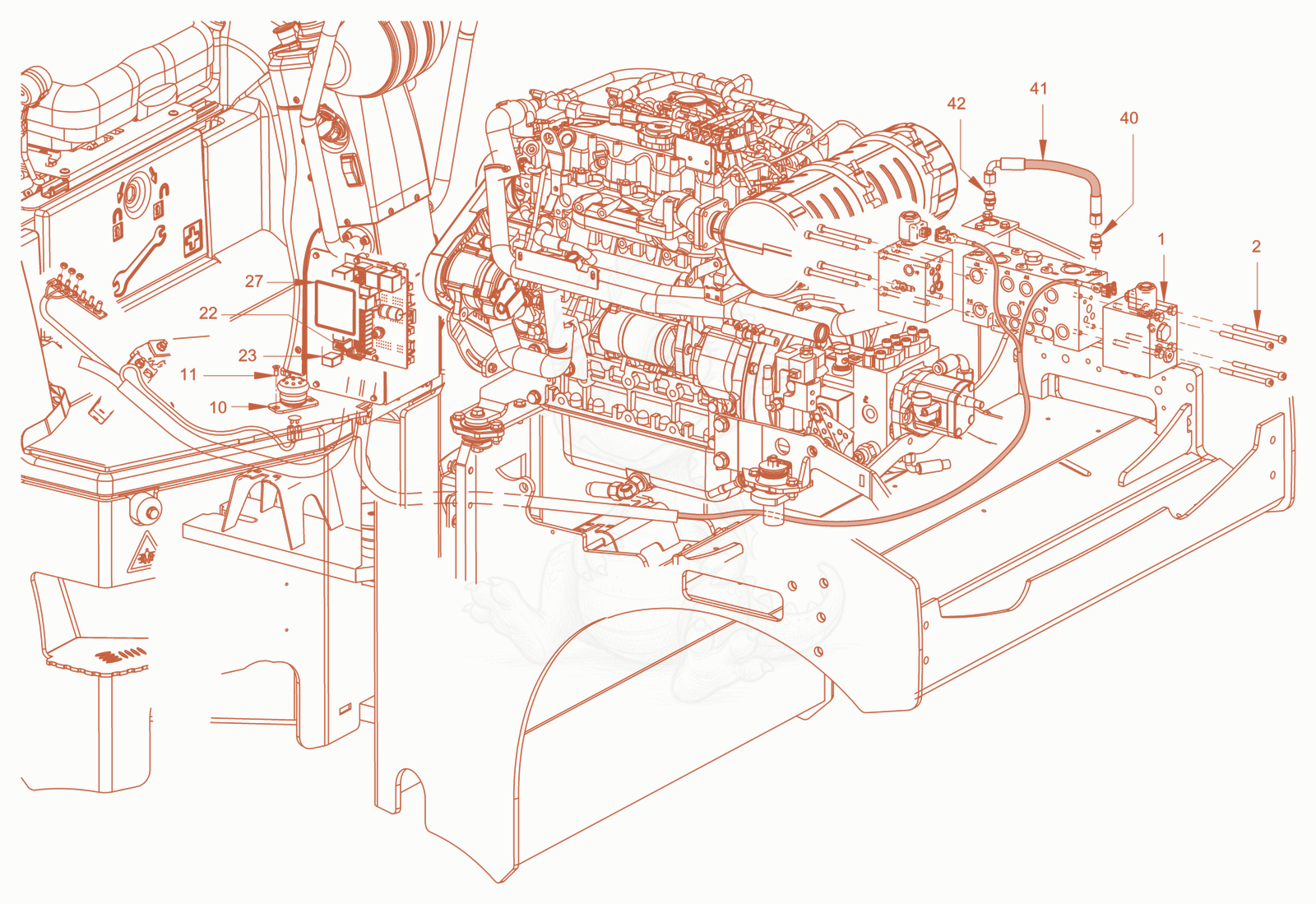 Exploded parts diagram of the all-wheel lock of a Wacker Neuson RD45-140O, with numbered balloons