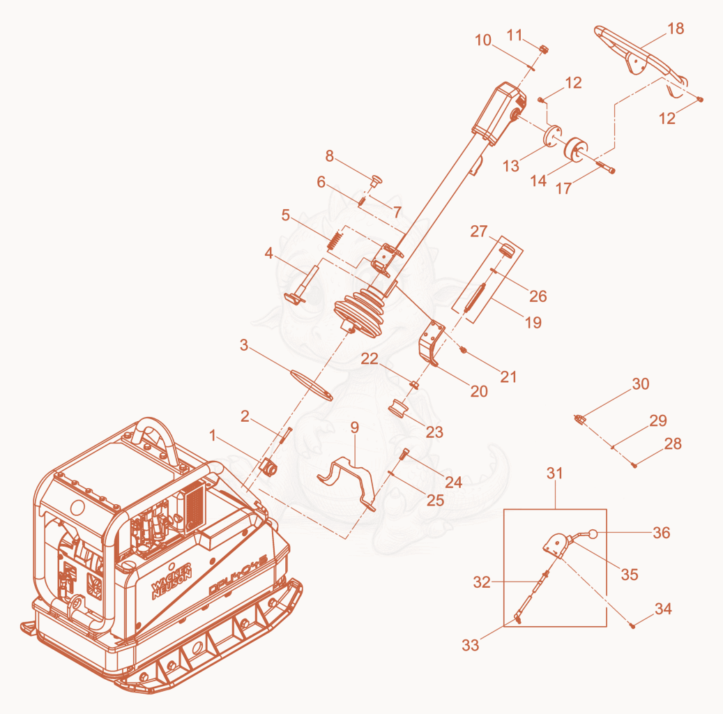 Exploded parts diagram of the Vibratory Plate cpl. of a Wacker Neuson DPU4045H, with numbered balloons