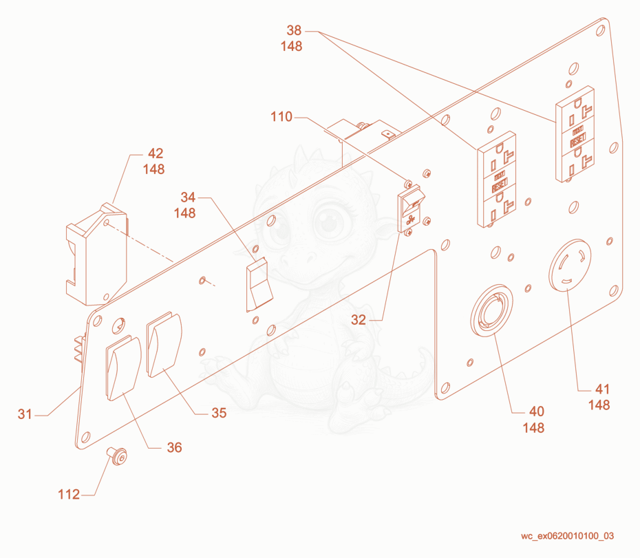 Exploded parts diagram of the Control Panel cpl. of a Wacker Neuson GP3800A, with numbered balloons