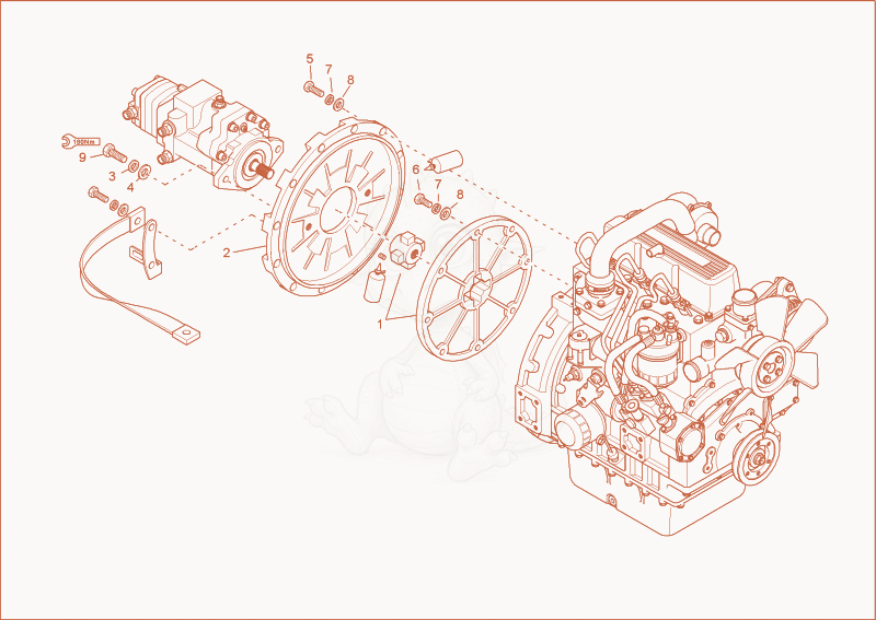 Exploded parts diagram of the HYDRAULIC PUMP DRIVE of a Wacker Neuson 5001RDV, with numbered balloons
