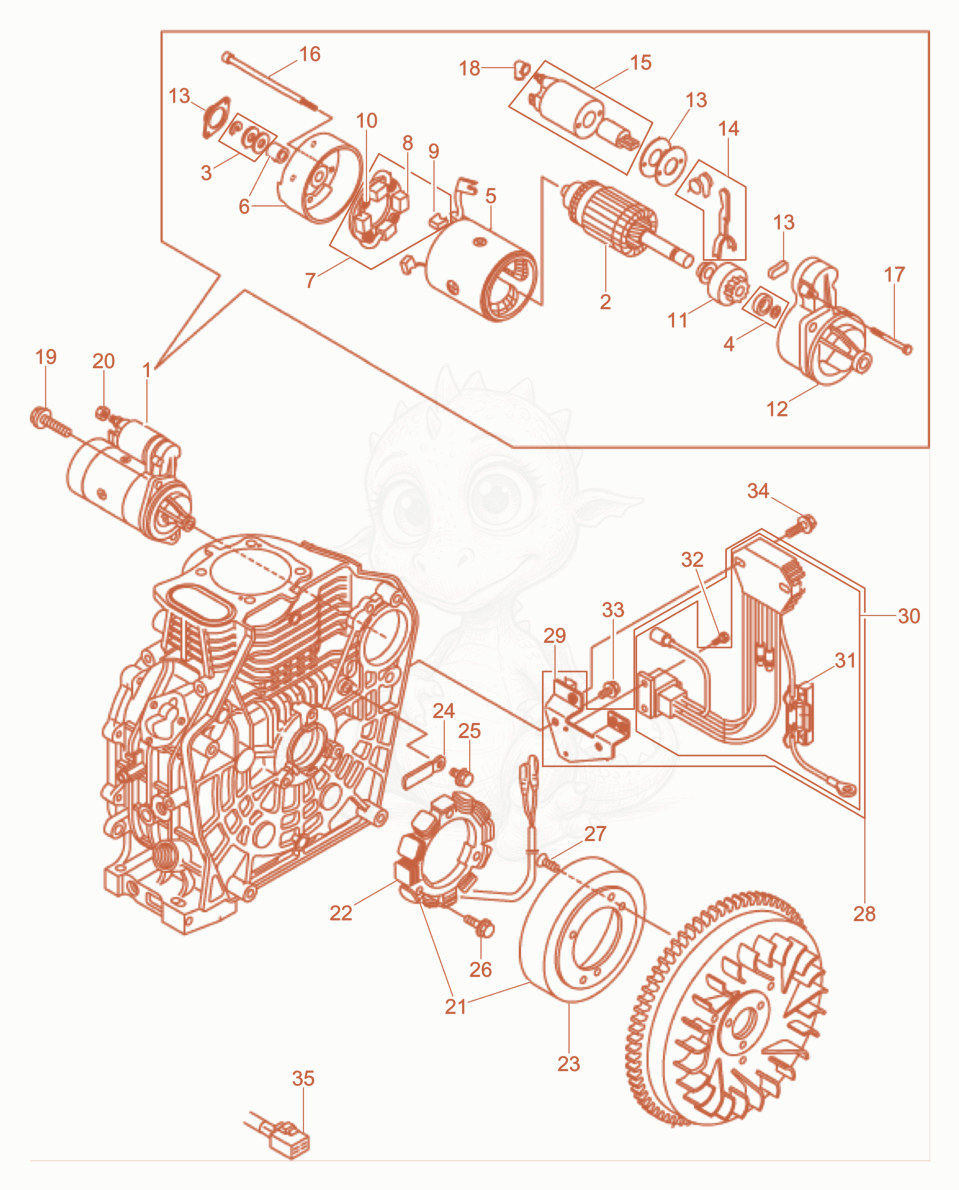 Exploded parts diagram of the Fly wheel of a Wacker Neuson DPU4045YE, with numbered balloons
