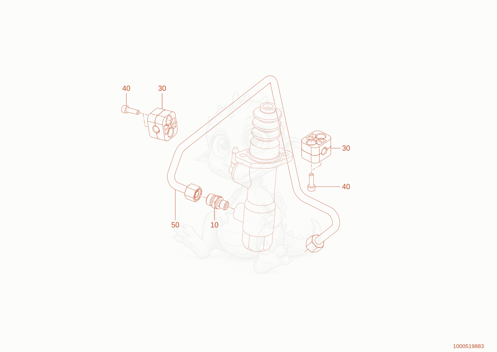 Exploded parts diagram of the brake line of a Wacker Neuson WL750(A04-01), with numbered balloons