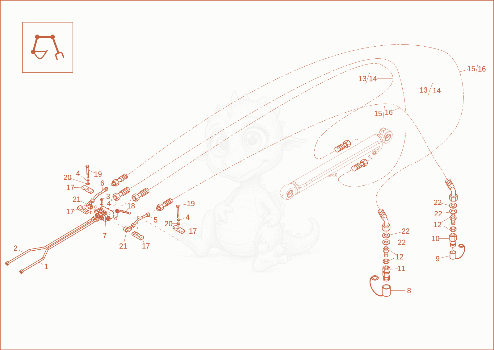 Exploded parts diagram of the GRAB EQUIPMENT (OPTION) of a Wacker Neuson ET65, with numbered balloons