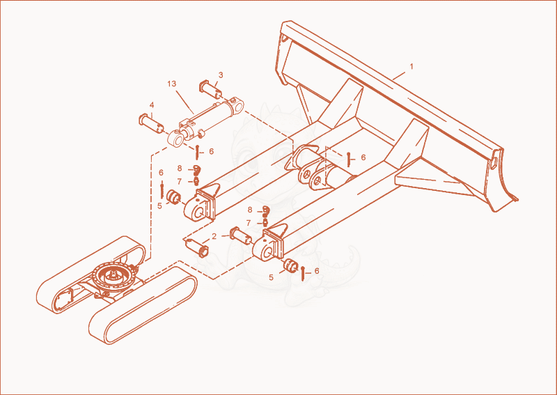 Exploded parts diagram of the dozer blade of a Wacker Neuson 2702RDFORCE, with numbered balloons