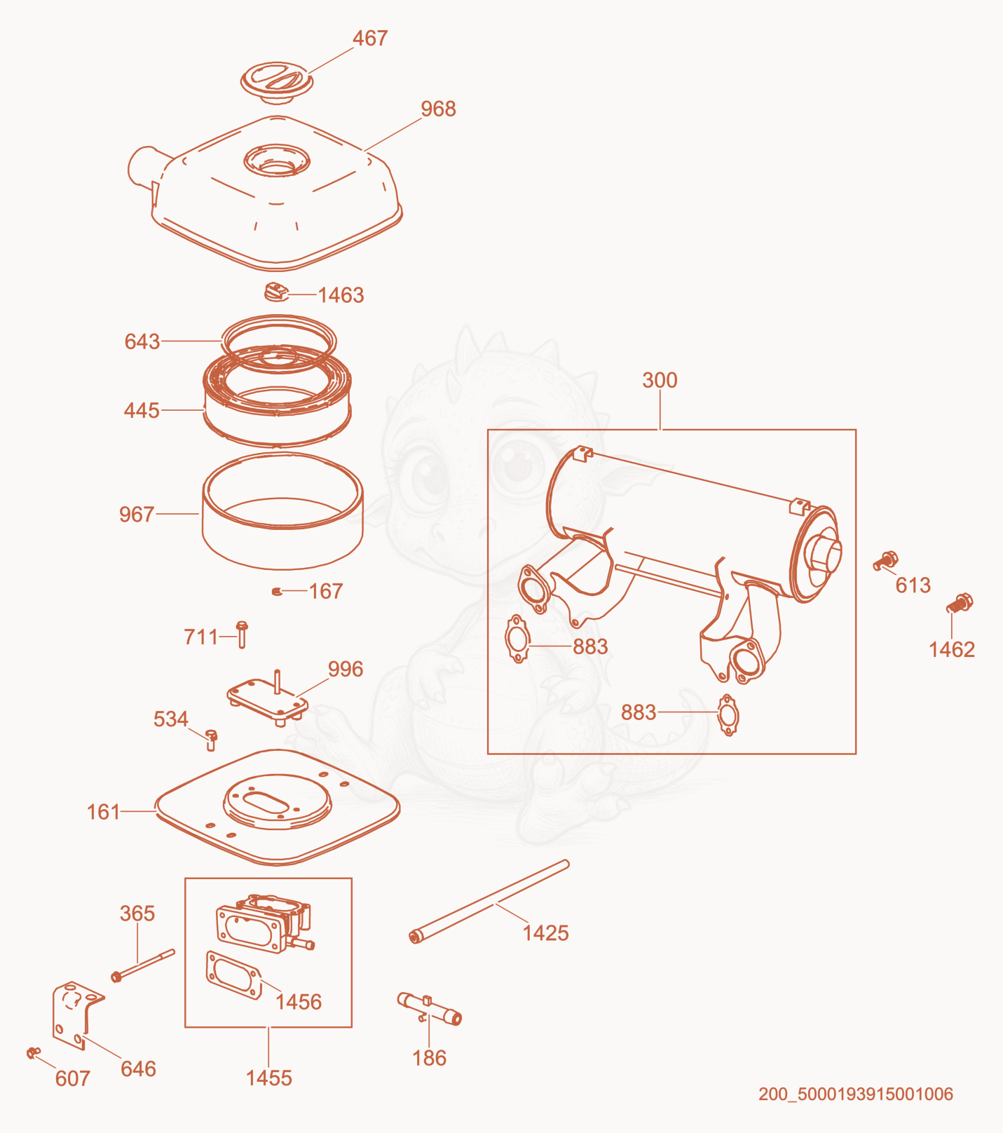 Exploded parts diagram of the Air Cleaner of a Wacker Neuson CRT48-35VEU, with numbered balloons