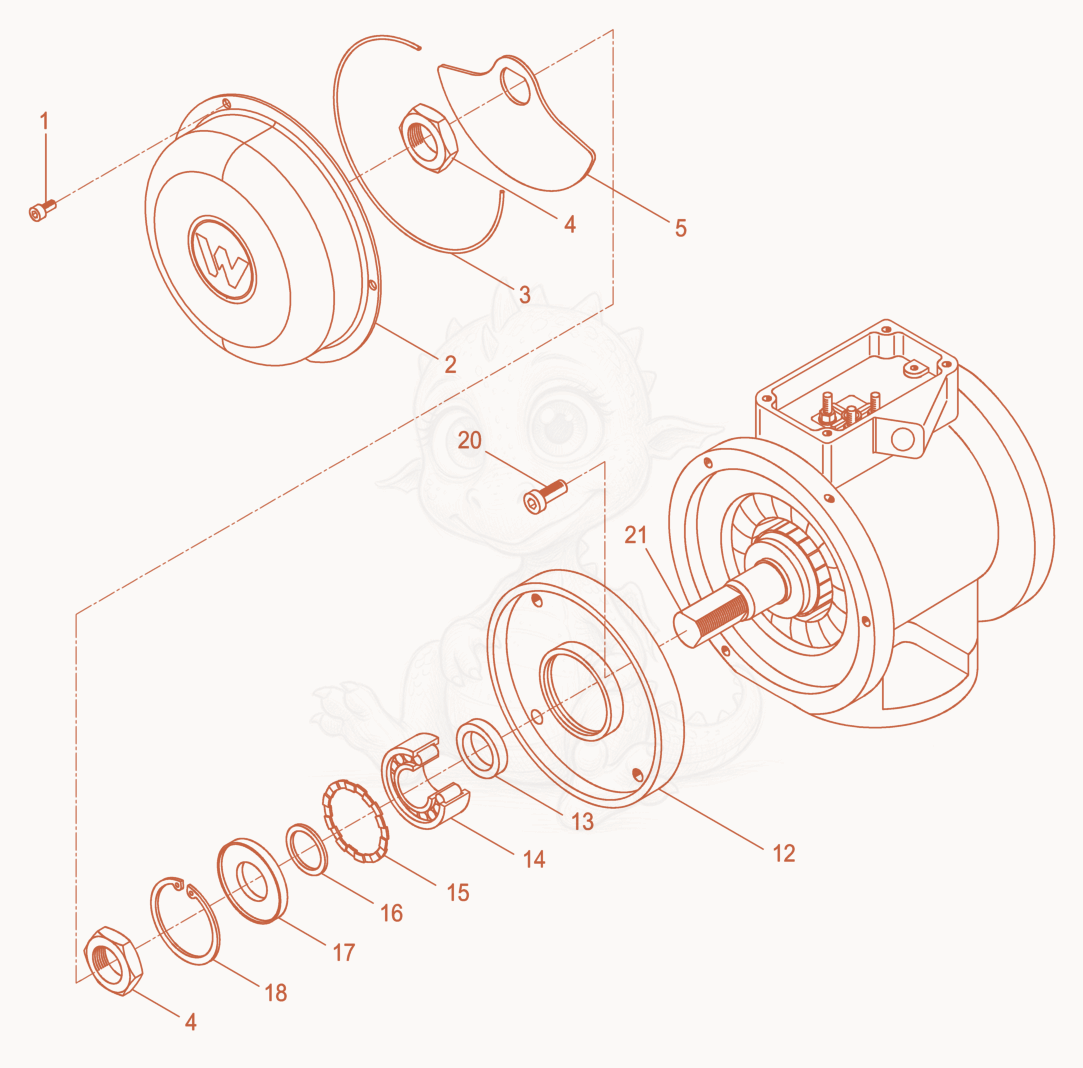 Exploded parts diagram of the External Vibrator cpl. of a Wacker Neuson AR51/4,5/042, with numbered balloons