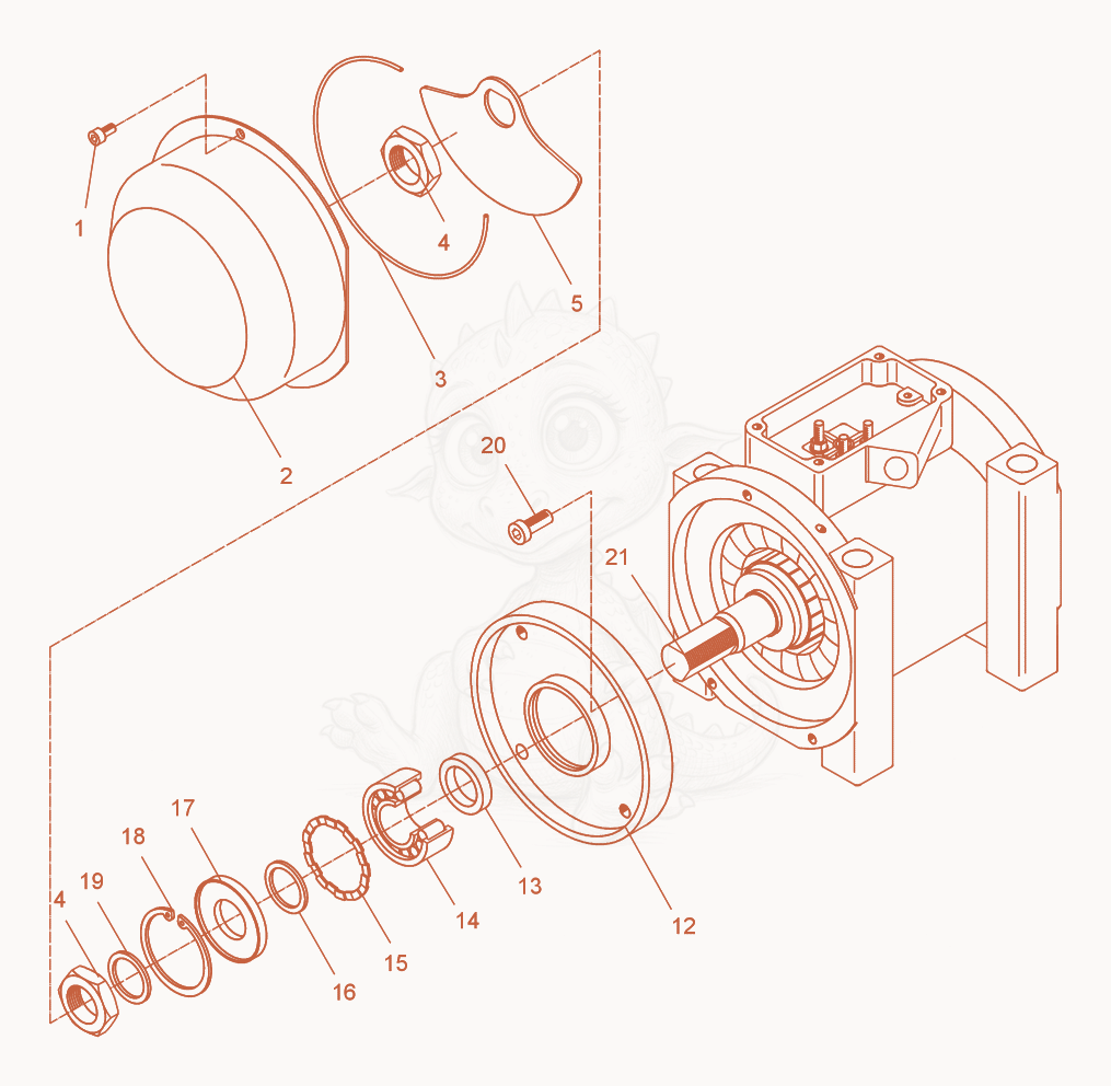 Exploded parts diagram of the External Vibrator cpl. of a Wacker Neuson AR44/4,5/042, with numbered balloons