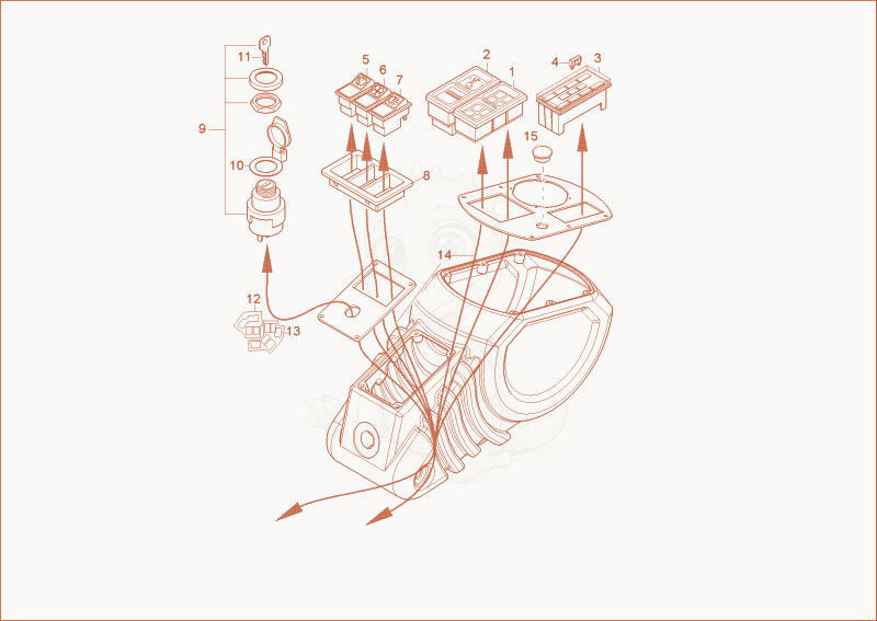 Exploded parts diagram of the instrument panel of a Wacker Neuson 1402RDFORCE, with numbered balloons