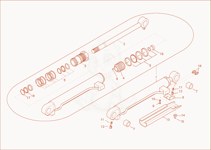 Exploded parts diagram of the LIFTING BOOM CYLINDER VERSION 2 of a Wacker Neuson 5001RDV, with numbered balloons