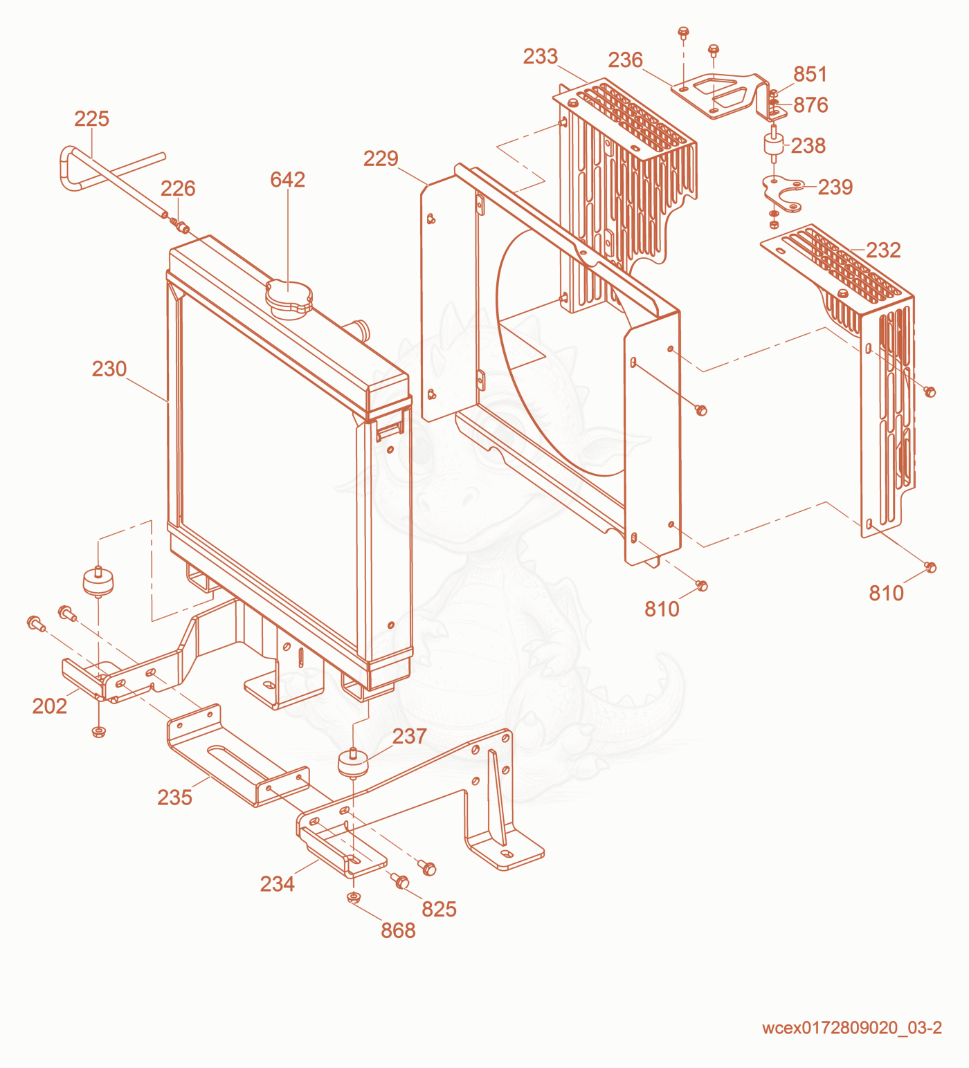 Exploded parts diagram of the Radiator cpl. of a Wacker Neuson LTN6K, with numbered balloons