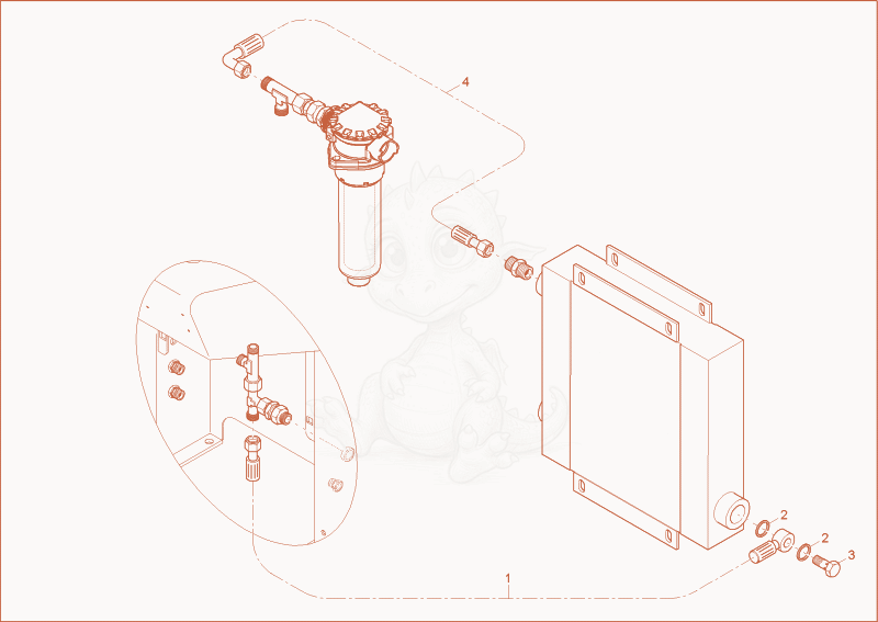 Exploded parts diagram of the OIL COOLER INSTALLATION of a Wacker Neuson TD09, with numbered balloons
