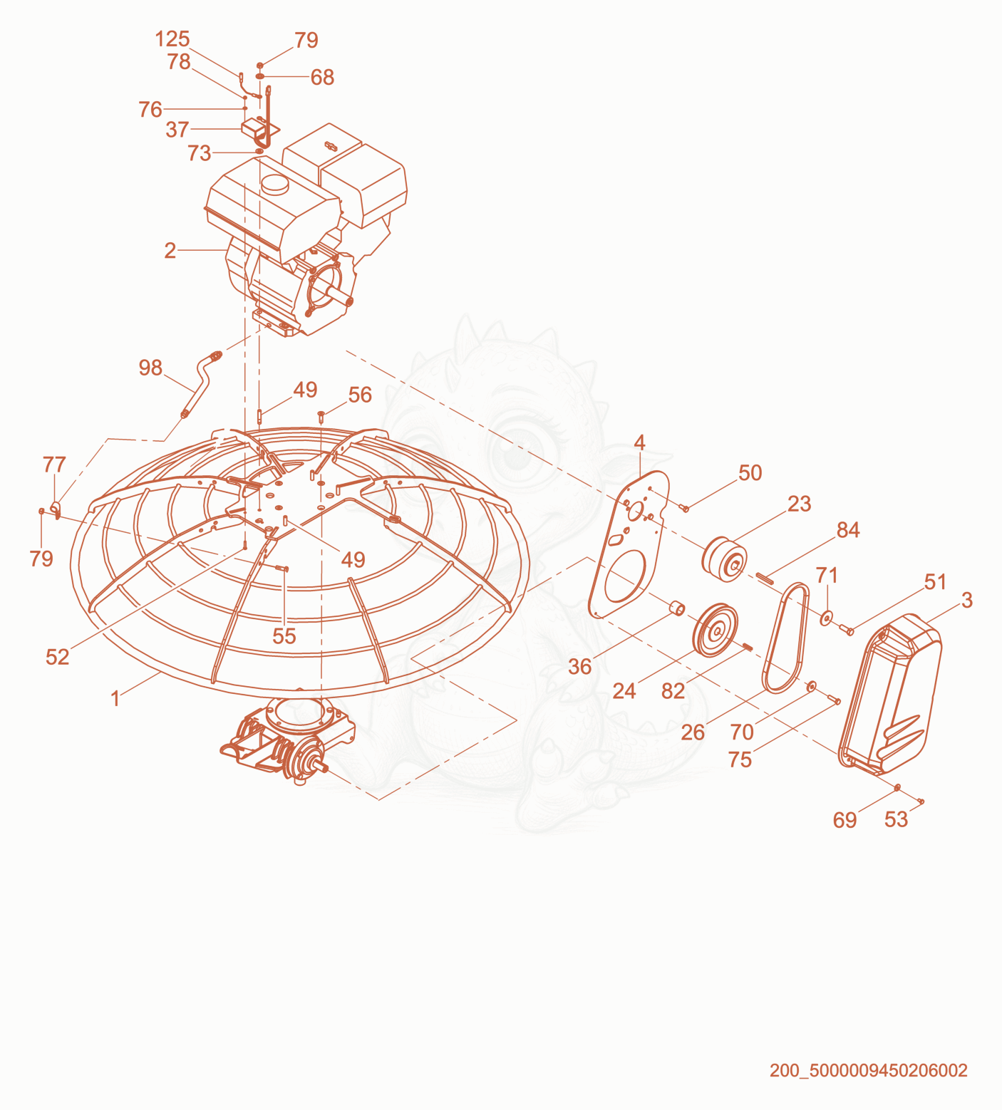 Exploded parts diagram of the Drive System of a Wacker Neuson CT48-11A, with numbered balloons