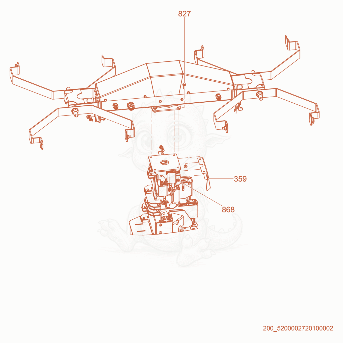 Exploded parts diagram of the Light fixture of a Wacker Neuson LTW20Z3-V, with numbered balloons