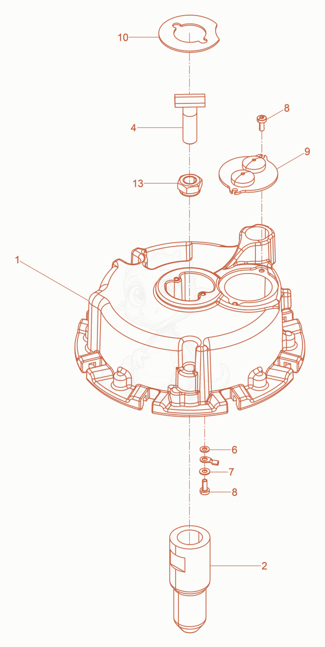 Despiece del Bracket below de una máquina Wacker Neuson LB110M/120/60US, con globos numerados