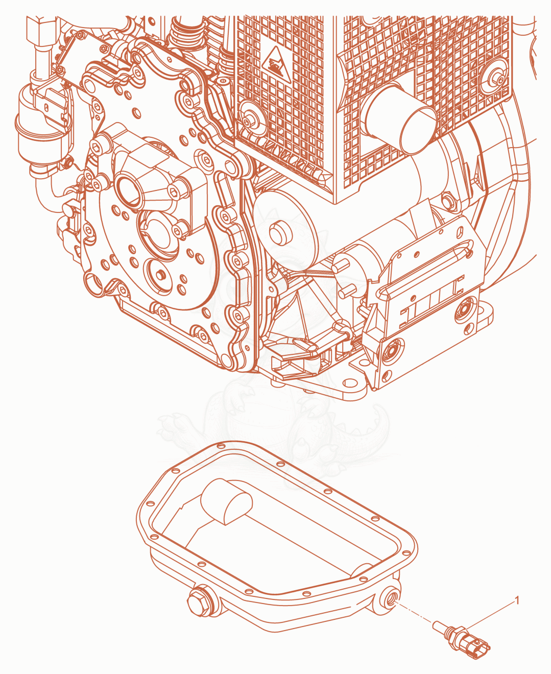 Exploded parts diagram of the Temperature sensor of a Wacker Neuson DPU6555HEHAPN, with numbered balloons