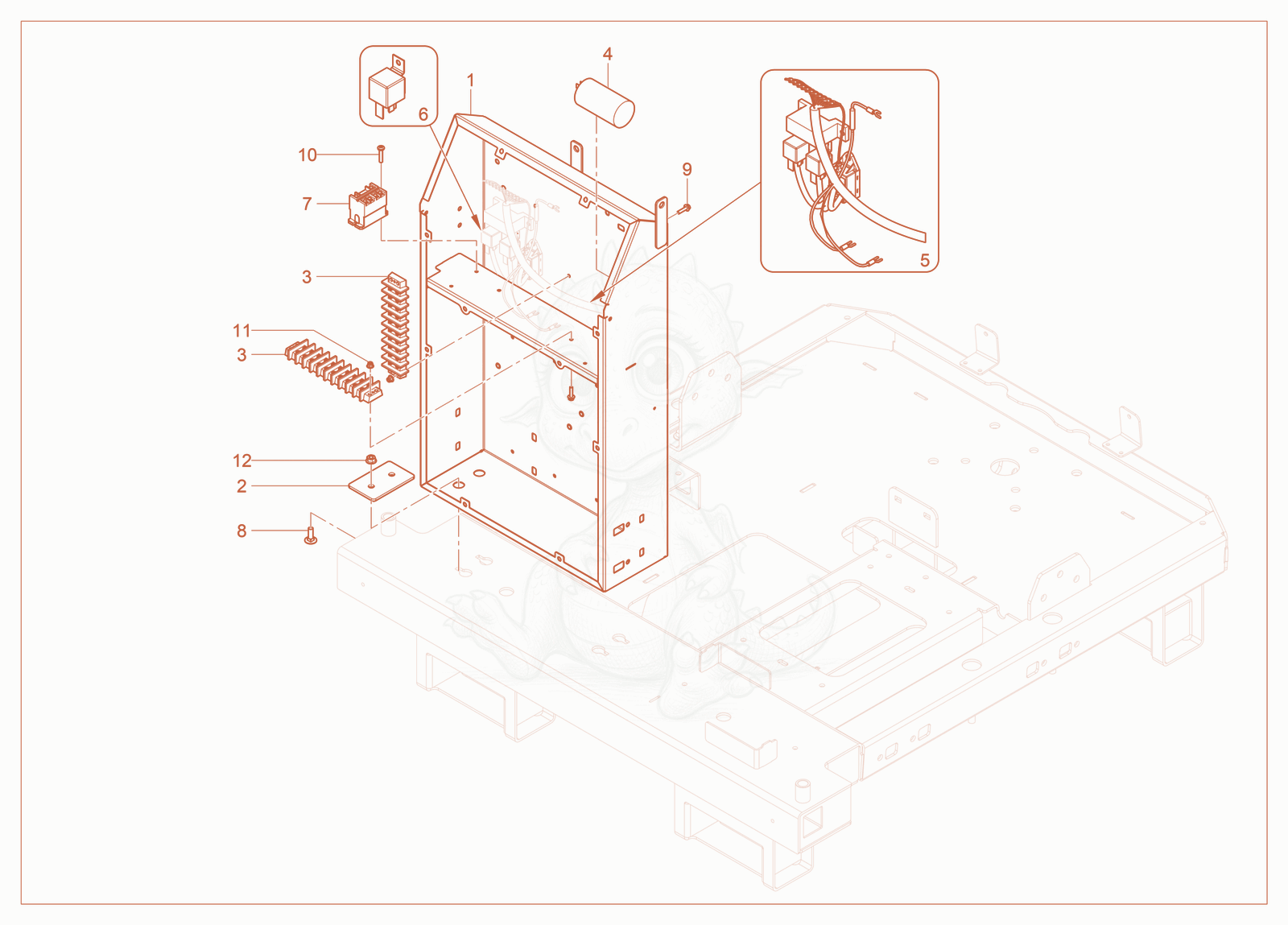 Exploded parts diagram of the Control Box of a Wacker Neuson LTV4L, with numbered balloons