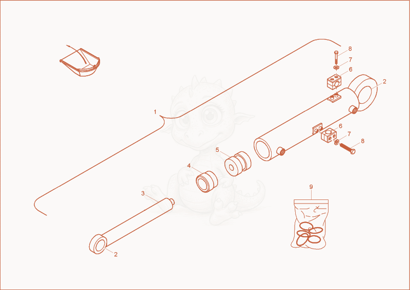 Exploded parts diagram of the tilt ram of a Wacker Neuson 4500/7002, with numbered balloons