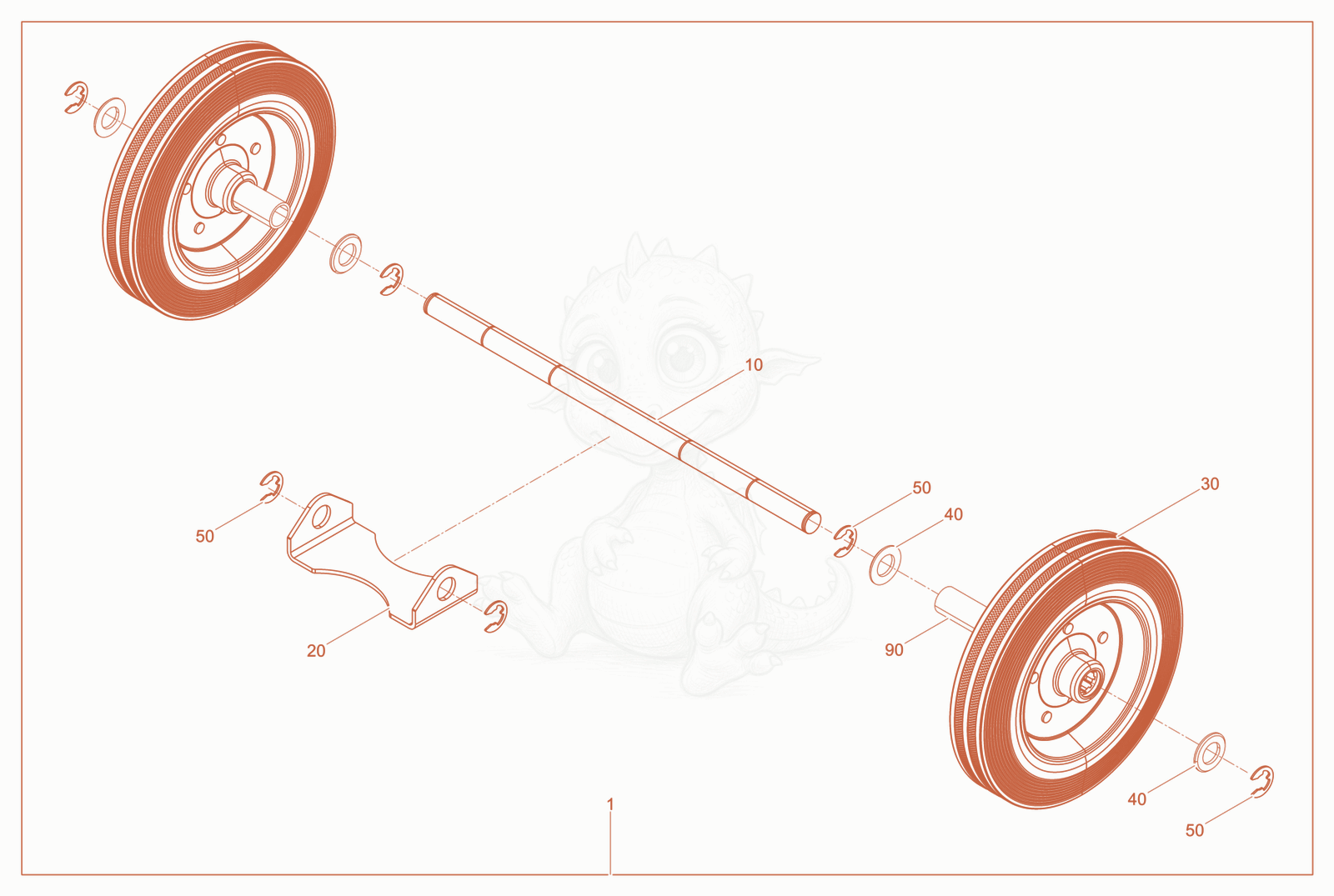 Exploded parts diagram of the Wheel Kit of a Wacker Neuson BS60-4AS11IN, with numbered balloons