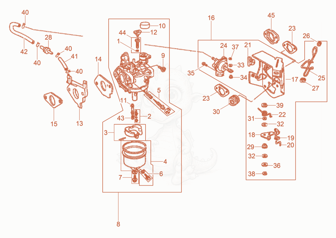 Exploded parts diagram of the Carburetor of a Wacker Neuson GV5003A, with numbered balloons