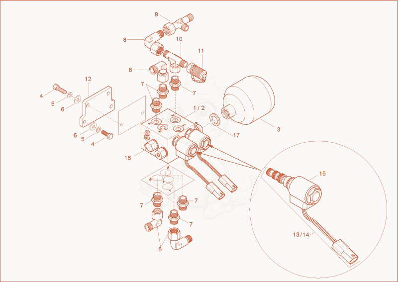 Exploded parts diagram of the controloil unit of a Wacker Neuson 5002RD, with numbered balloons